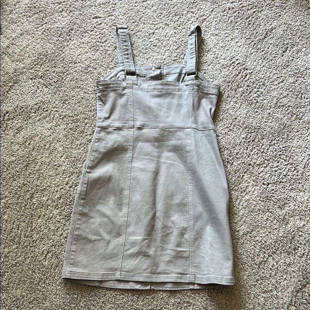 Gray Button-Front Denim Dress - image 3